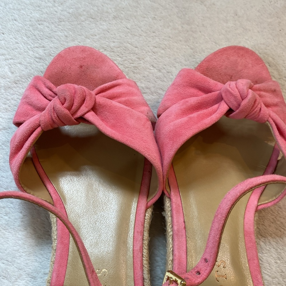 Talbots pink suede knot espadrille Pamela low heel ankle strap sandals Sz 6.5 - Picture 13 of 16